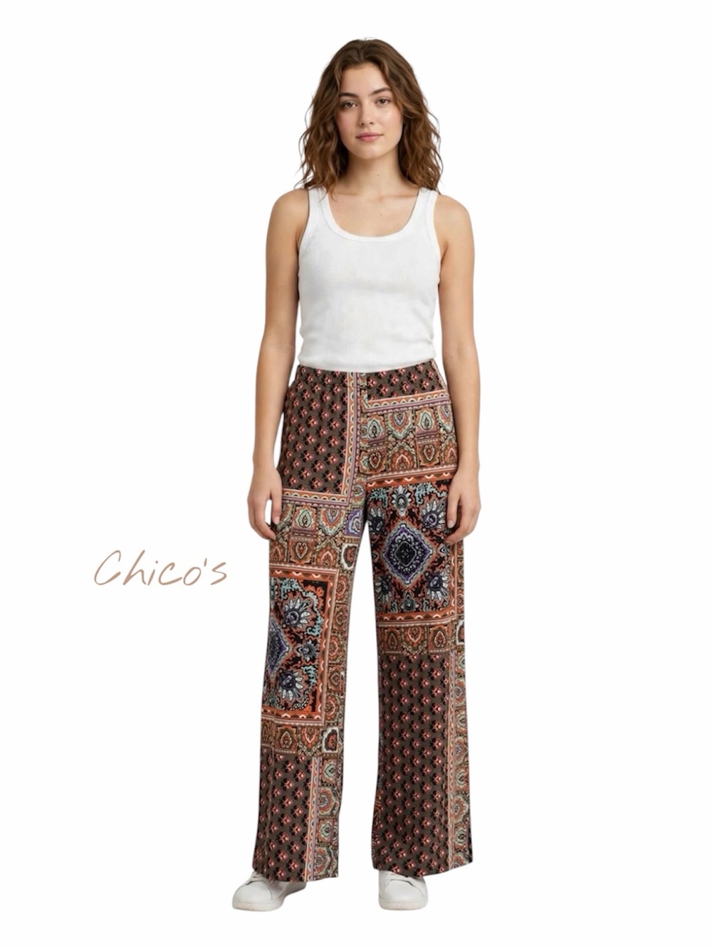 Chico's Patchwork Palazzo Pants Womens
1 M Wide Leg Boho Festival Pants